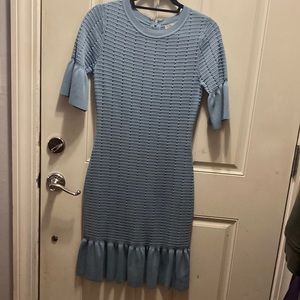 Michael Kors three-quarter sleeve slate blue sweater dress